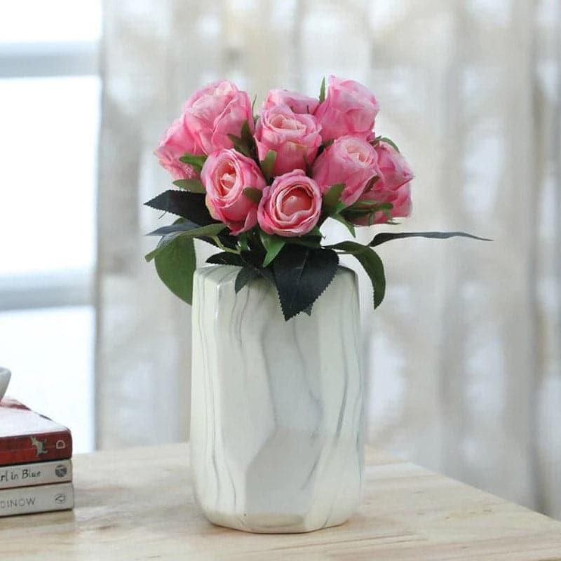 Artificial Flowers - Faux Rose Flower Bunch - Light Pink