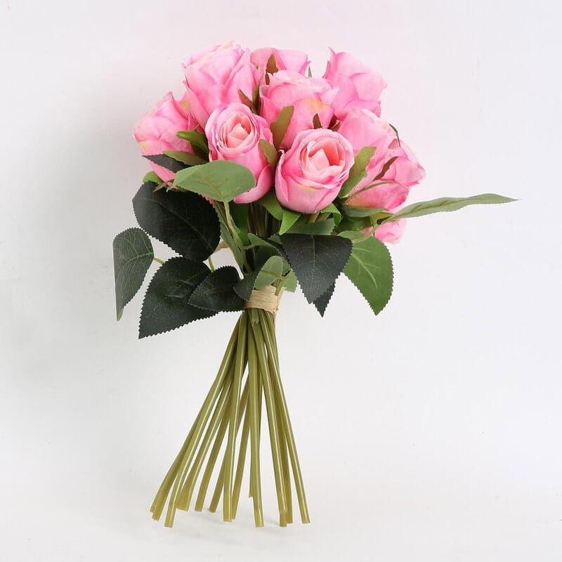 Artificial Flowers - Faux Rose Flower Bunch - Light Pink