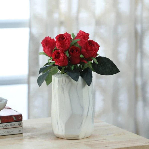 Artificial Flowers - Faux Rose Flower Bunch - Red
