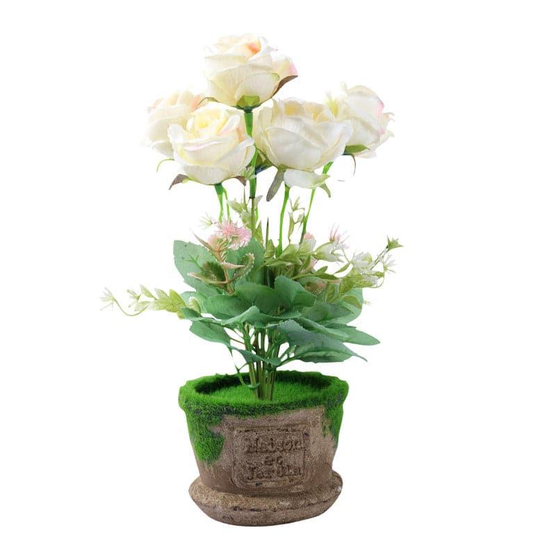 Buy Faux Rose Plant In Rustic Planter Artificial Flowers from Vaaree