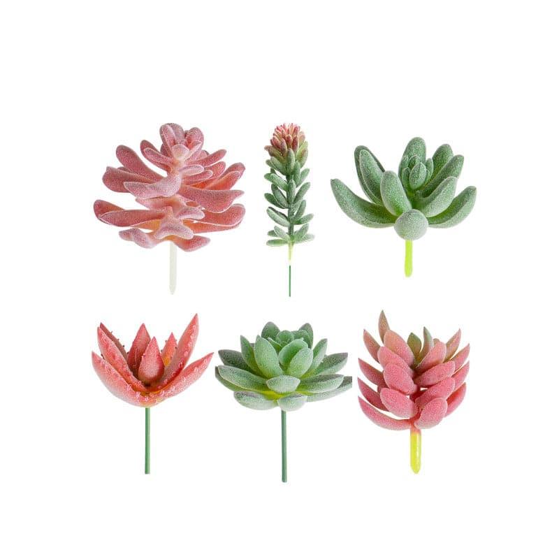 Artificial Flowers - Faux Succulent Plant - Set Of Six