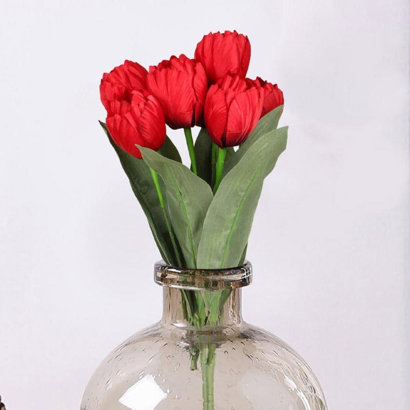 Artificial Flowers - Faux Triumph Tulip Bunch - Red