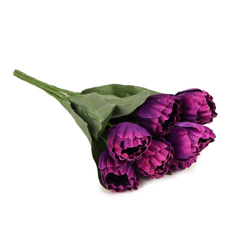 Artificial Flowers - Faux Triumph Tulip Bunch - Violet
