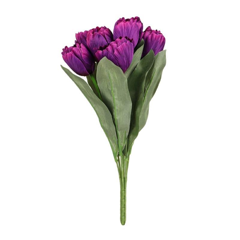 Artificial Flowers - Faux Triumph Tulip Bunch - Violet