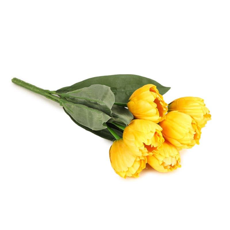 Artificial Flowers - Faux Triumph Tulip Bunch - Yelllow