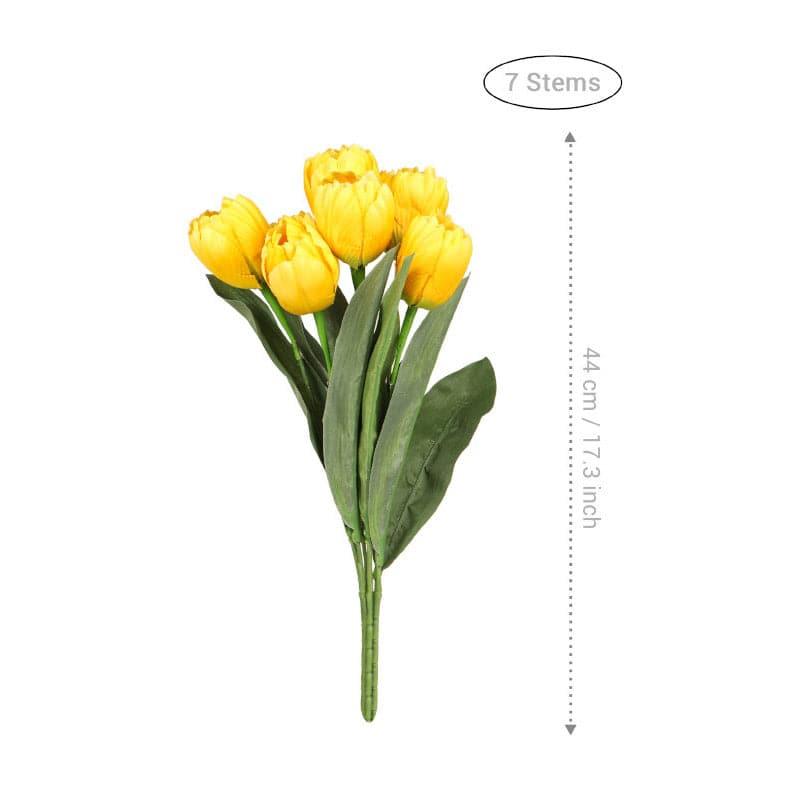 Artificial Flowers - Faux Triumph Tulip Bunch - Yelllow