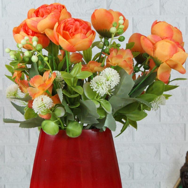 Buy Faux Tropicana Rose Bunch (Orange)- Set Of Two Artificial Flowers from Vaaree