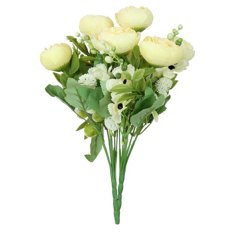 Artificial Flowers - Faux Tropicana Rose Bunch (Yellow)- Set Of Two