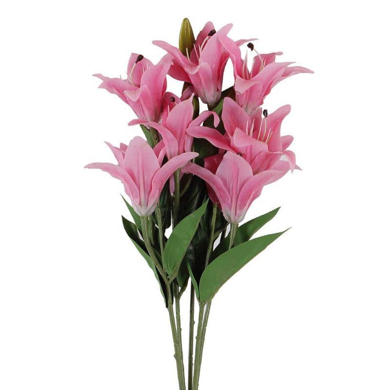 Artificial Flowers - Faux Trumpet Lily Bunch - Dark Pink