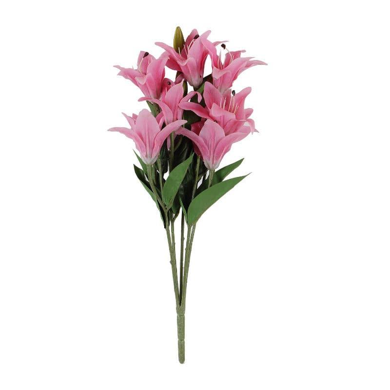 Artificial Flowers - Faux Trumpet Lily Bunch - Dark Pink