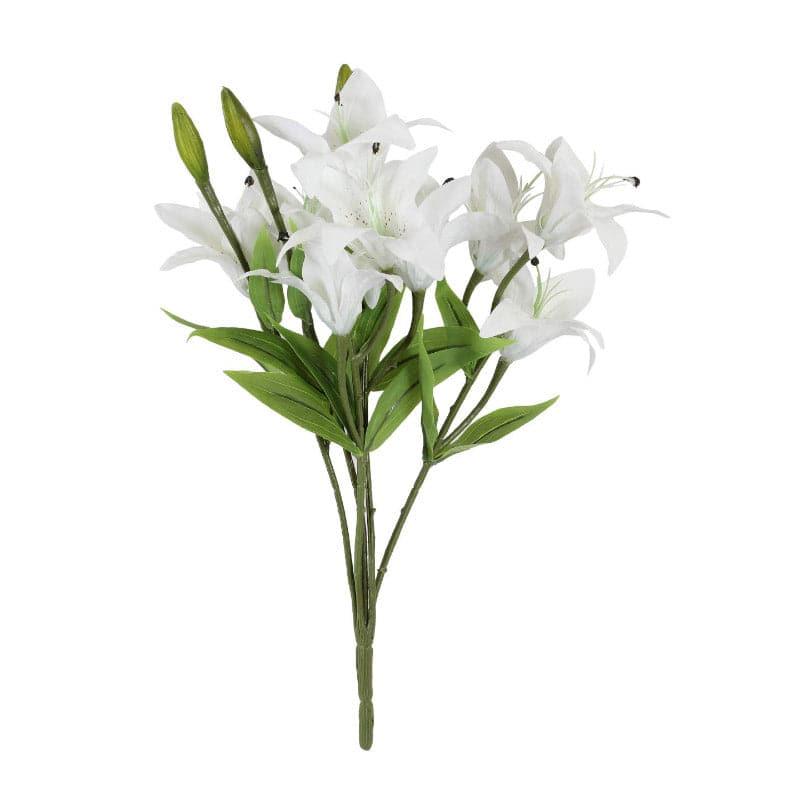 Buy Faux Trumpet Lily Bunch - White Artificial Flowers from Vaaree