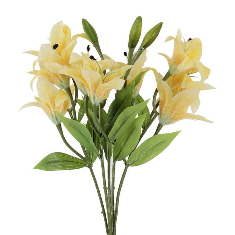 Artificial Flowers - Faux Trumpet Lily Bunch - Yellow