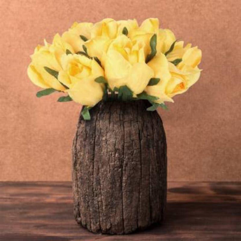 Buy Faux Tube Rose Bunch (Yellow) - Set Of Twelve Artificial Flowers from Vaaree