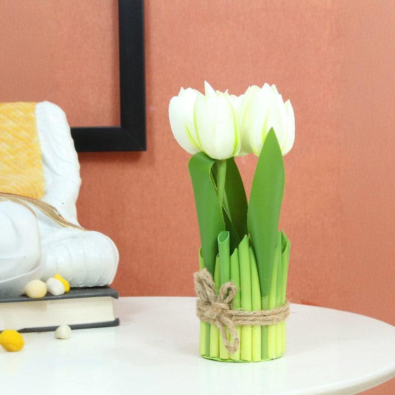 Buy Faux Tube Tulip Flower Bunch - White Artificial Flowers from Vaaree