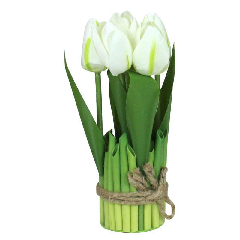 Buy Faux Tube Tulip Flower Bunch - White Artificial Flowers from Vaaree