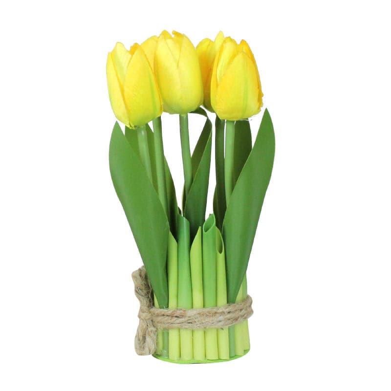 Buy Faux Tube Tulip Flower Bunch - Yellow Artificial Flowers from Vaaree