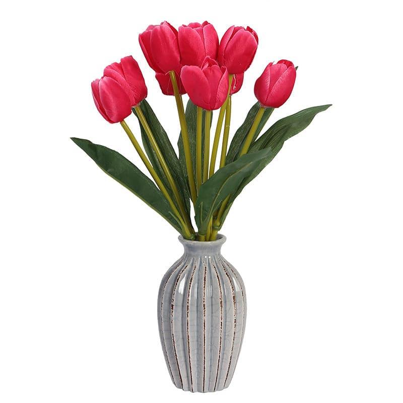 Buy Faux Tulip Floral Bunch (Dark Pink) - Set Of Two Artificial Flowers from Vaaree