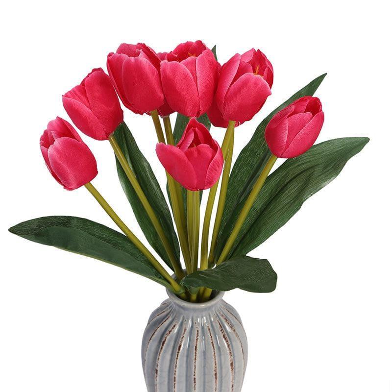 Buy Faux Tulip Floral Bunch (Dark Pink) - Set Of Two Artificial Flowers from Vaaree