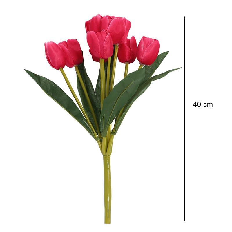 Buy Faux Tulip Floral Bunch (Dark Pink) - Set Of Two Artificial Flowers from Vaaree