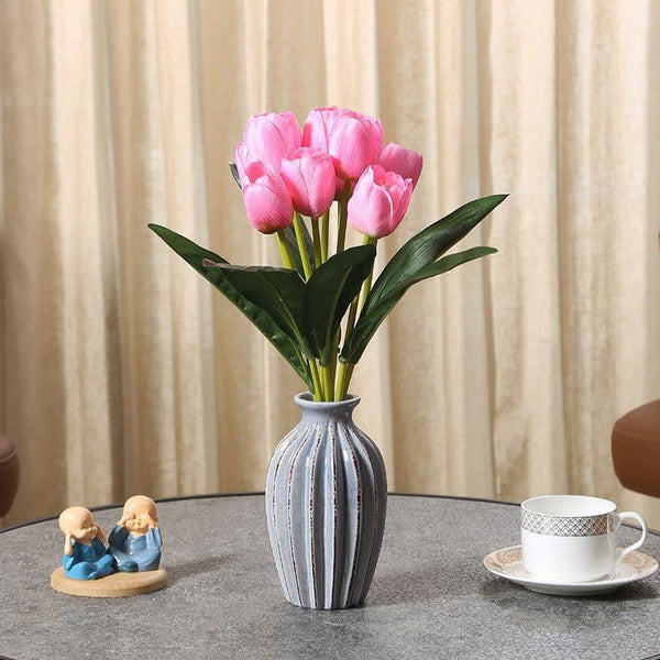 Artificial Flowers - Faux Tulip Floral Bunch (Pink) - Set Of Two