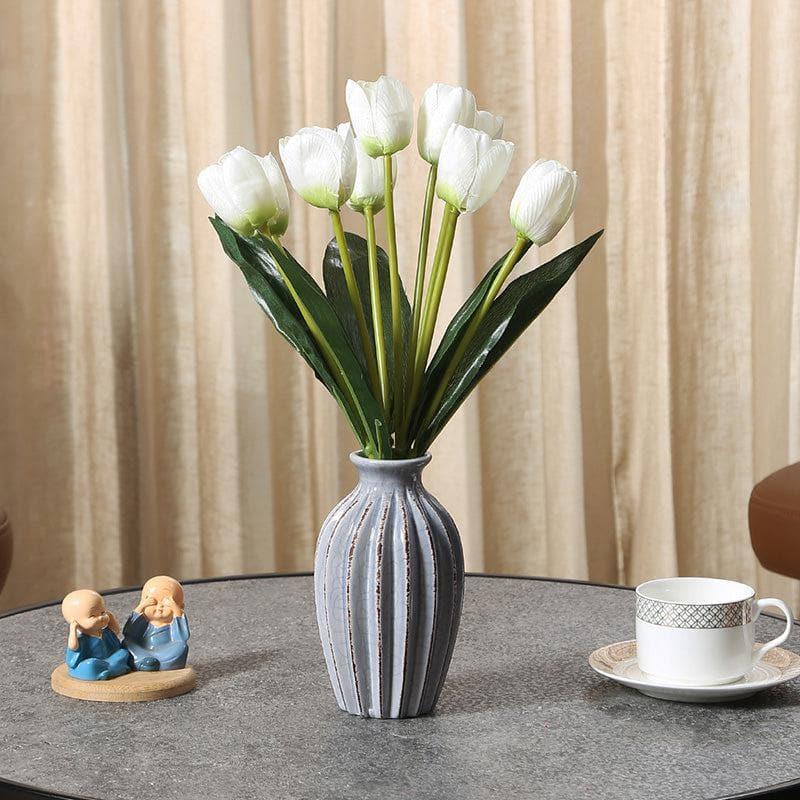 Buy Faux Tulip Floral Bunch (White) - Set Of Two Artificial Flowers from Vaaree