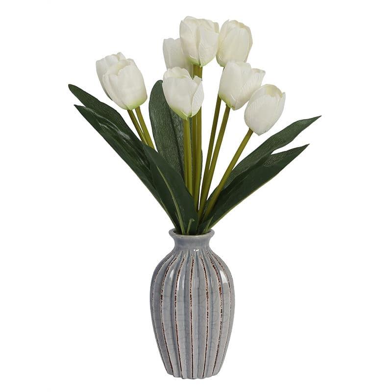 Buy Faux Tulip Floral Bunch (White) - Set Of Two Artificial Flowers from Vaaree