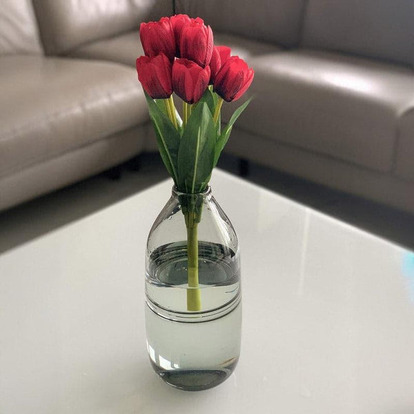 Artificial Flowers - Faux Tulip Flower Bunch - Dark Red