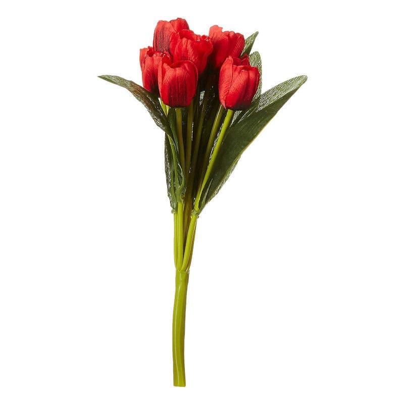 Artificial Flowers - Faux Tulip Flower Bunch - Dark Red
