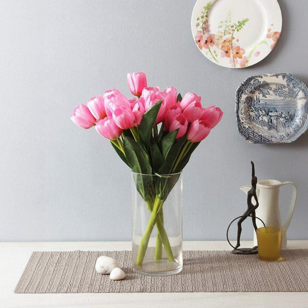 Artificial Flowers - Faux Tulip Flower Bunch - Light Pink