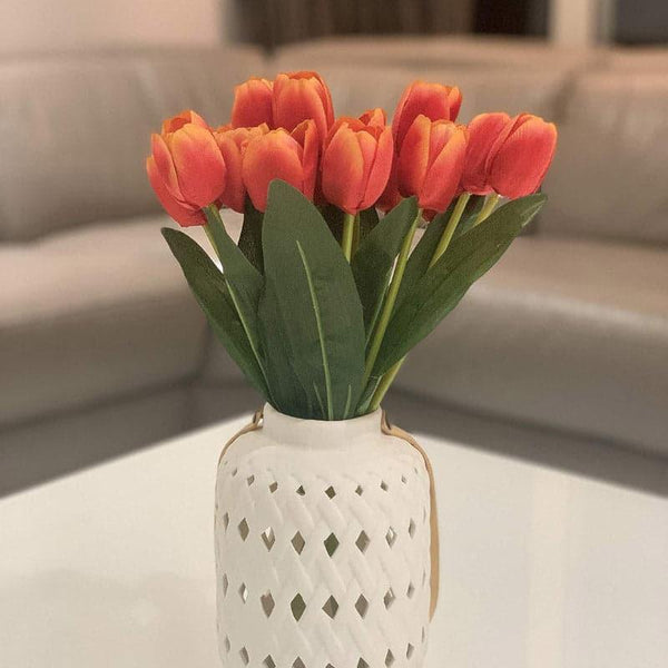Artificial Flowers - Faux Tulip Flower Bunch - Orange