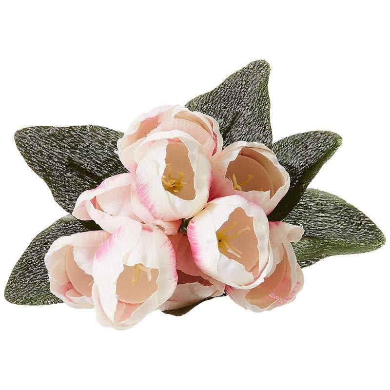 Artificial Flowers - Faux Tulip Flower Bunch - White & Pink
