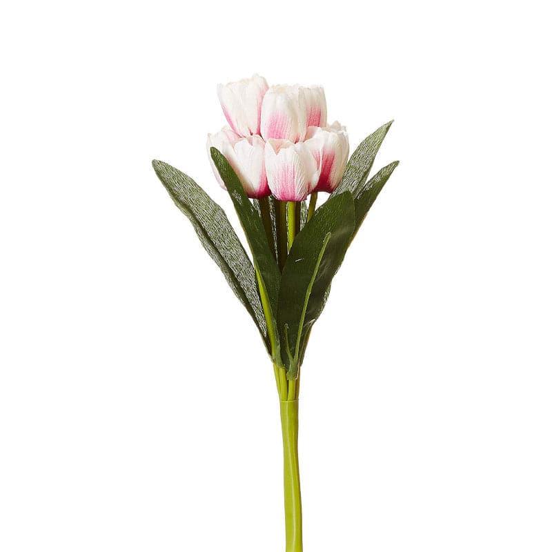 Buy Faux Tulip Flower Bunch - White & Pink Artificial Flowers from Vaaree