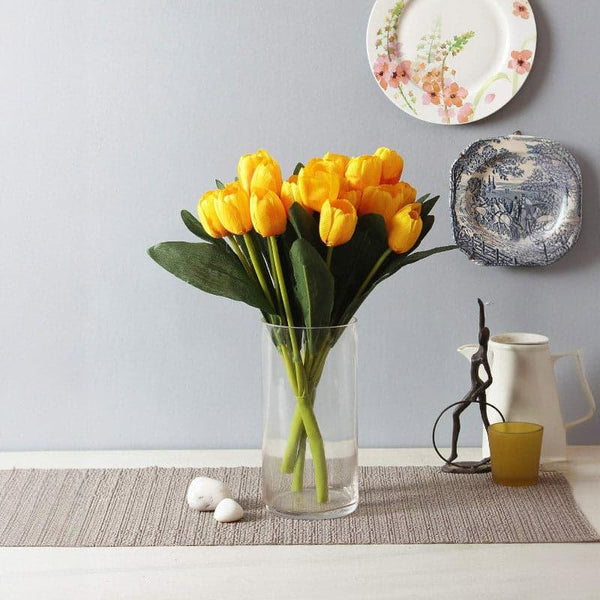 Artificial Flowers - Faux Tulip Flower Bunch - Yellow
