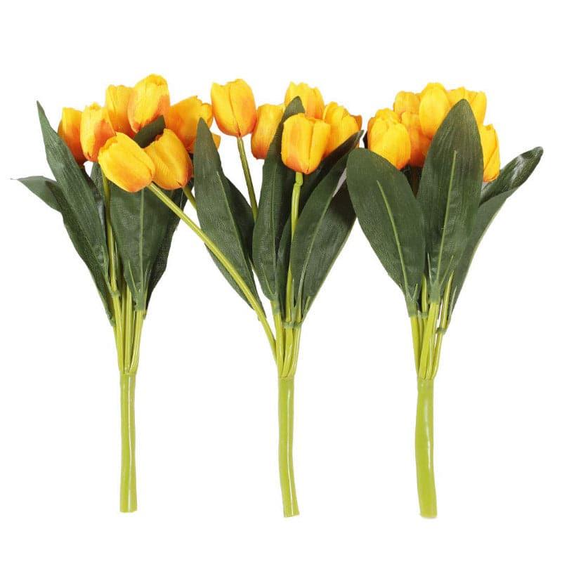 Artificial Flowers - Faux Tulip Flower Bunch - Yellow