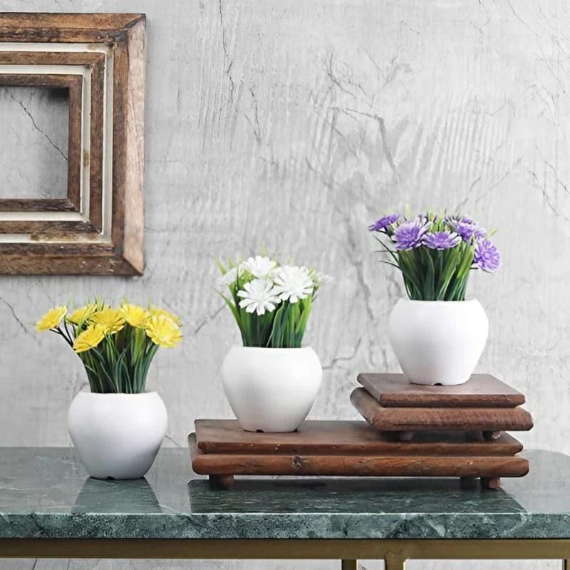 Buy Fellsa Faux Plant In Apple Pot - Set Of Three Artificial Flowers from Vaaree