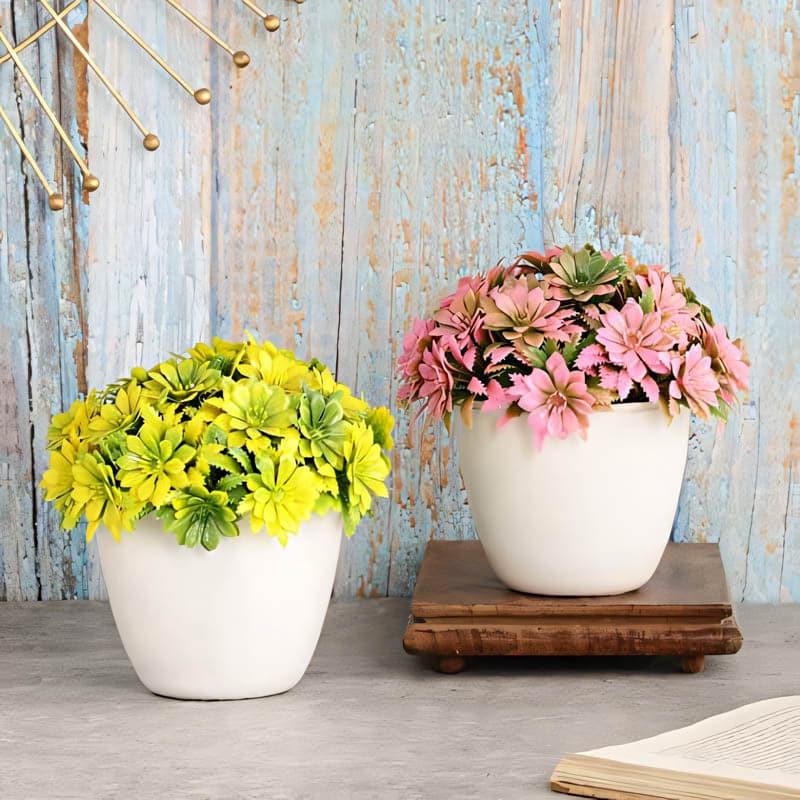 Buy Koppa Faux Plant In Delna Pot - Set Of Two Artificial Flowers from Vaaree