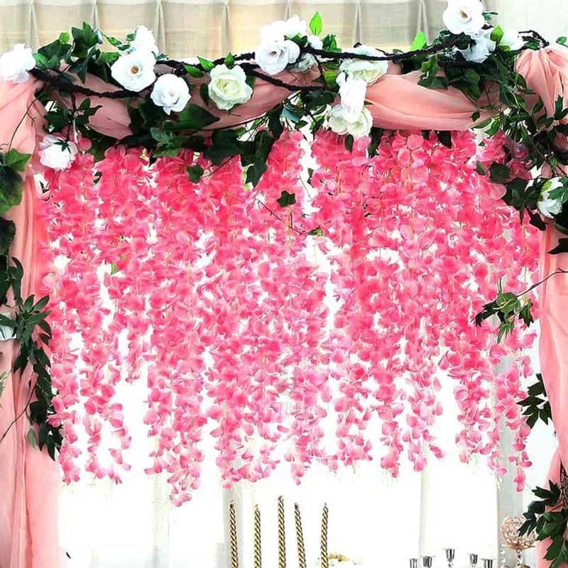 Buy Wisteria Lizzia Vine - Pink Artificial Flowers from Vaaree