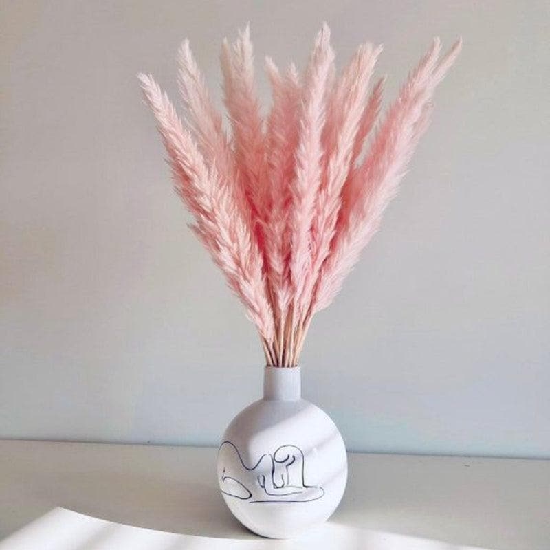 Artificial Flowers - Mini Naturally Dried Pampas Stems (Pink) - Set Of Ten