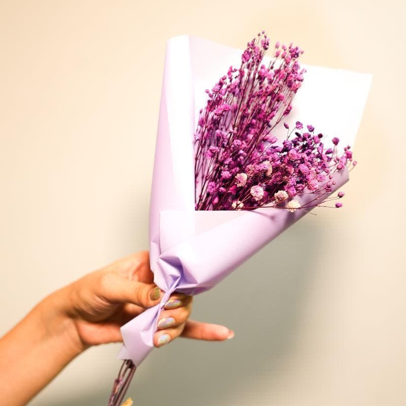 Buy Naturally Dried Baby's Breath Gypsophila Bunch (Purple) - Set Of Five Artificial Flowers from Vaaree