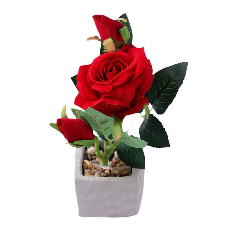 Buy Neera Faux Rose Flower Pot - Red Artificial Flowers from Vaaree