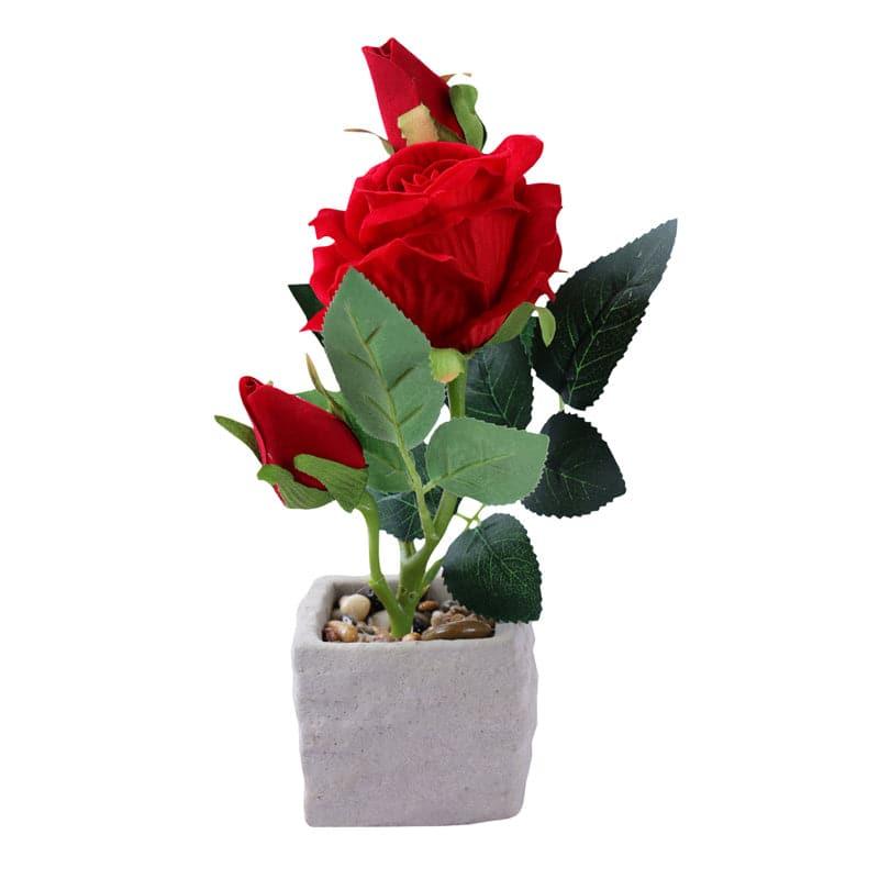 Buy Neera Faux Rose Flower Pot - Red Artificial Flowers from Vaaree