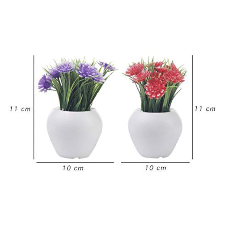 Artificial Flowers - Noha Faux Plant In Apple Pot - Set Of Three
