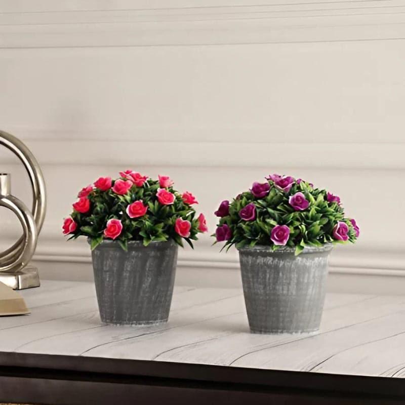 Buy Opra Faux Plant In Garcia Pot - Set Of Two Artificial Flowers from Vaaree