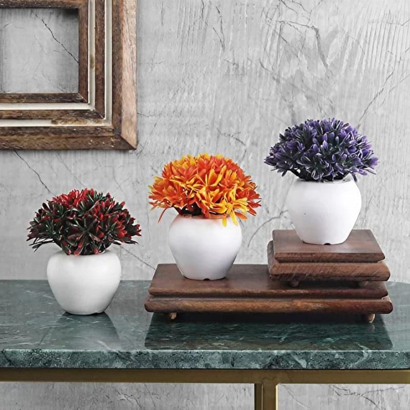 Artificial Flowers - Paloma Faux Plant In Maroe Pot - Set Of Three