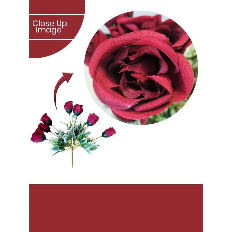 Artificial Flowers - Rosebush Floral Stick - Red
