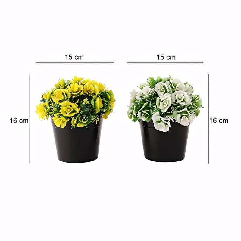 Artificial Flowers - Roseo Faux Plant In Sadro Pot - Set Of Two