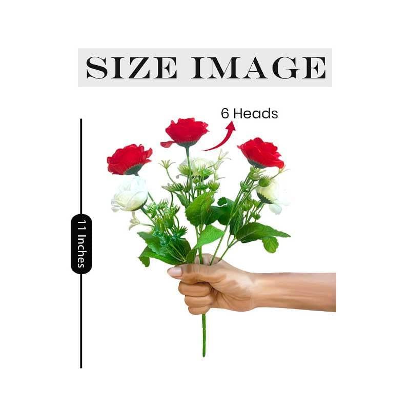 Buy Rossi-Bozzi Rose Floral Stick - Red & White Artificial Flowers from Vaaree