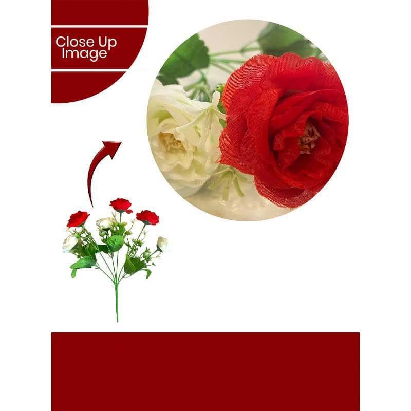 Buy Rossi-Bozzi Rose Floral Stick - Red & White Artificial Flowers from Vaaree