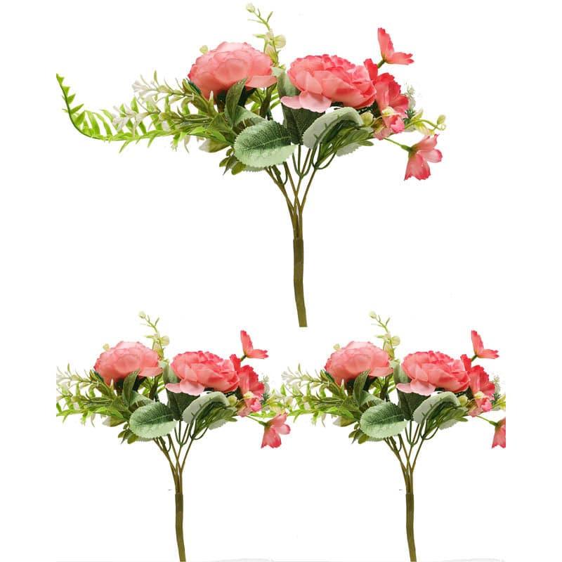 Buy Rossity Faux Rose Bouquet (Pink) - Set Of Three Artificial Flowers from Vaaree