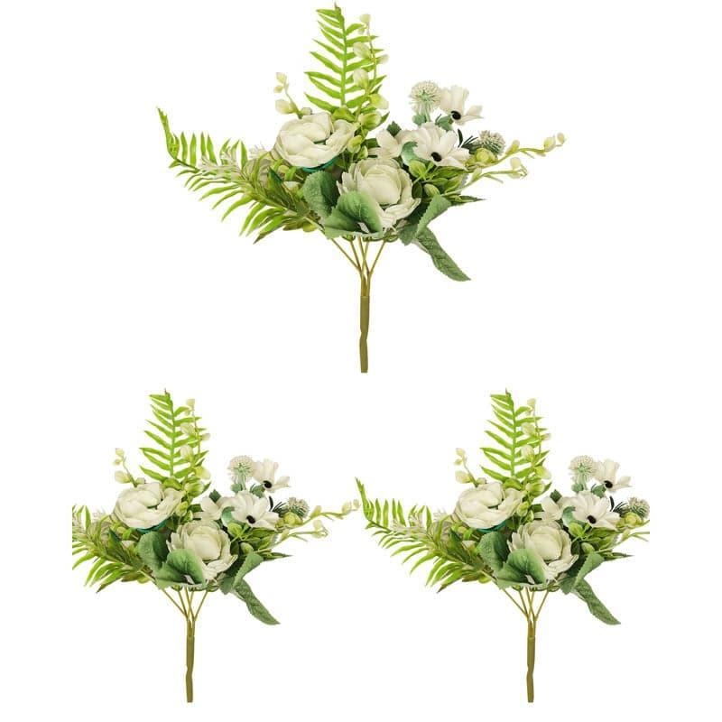 Buy Rossity Faux Rose Bouquet (White) - Set Of Three Artificial Flowers from Vaaree